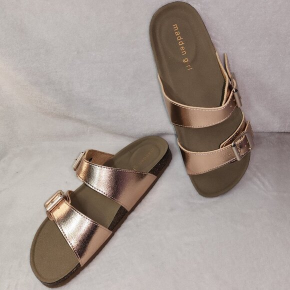 *New Low Price** Madden Girl Brasso Rose Gold Slides - Picture 9 of 11